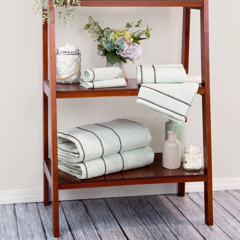 Lavish Home 6 Piece Bathroom Towels Set - 525GSM 100% Cotton Bathroom Essentials - 2 Bath Sheets, 2 Hand Towels, and 2 Wash Cloths for Bath, Shower, Gym, Spa, and Dorm Room (Seafoam) - Image 2